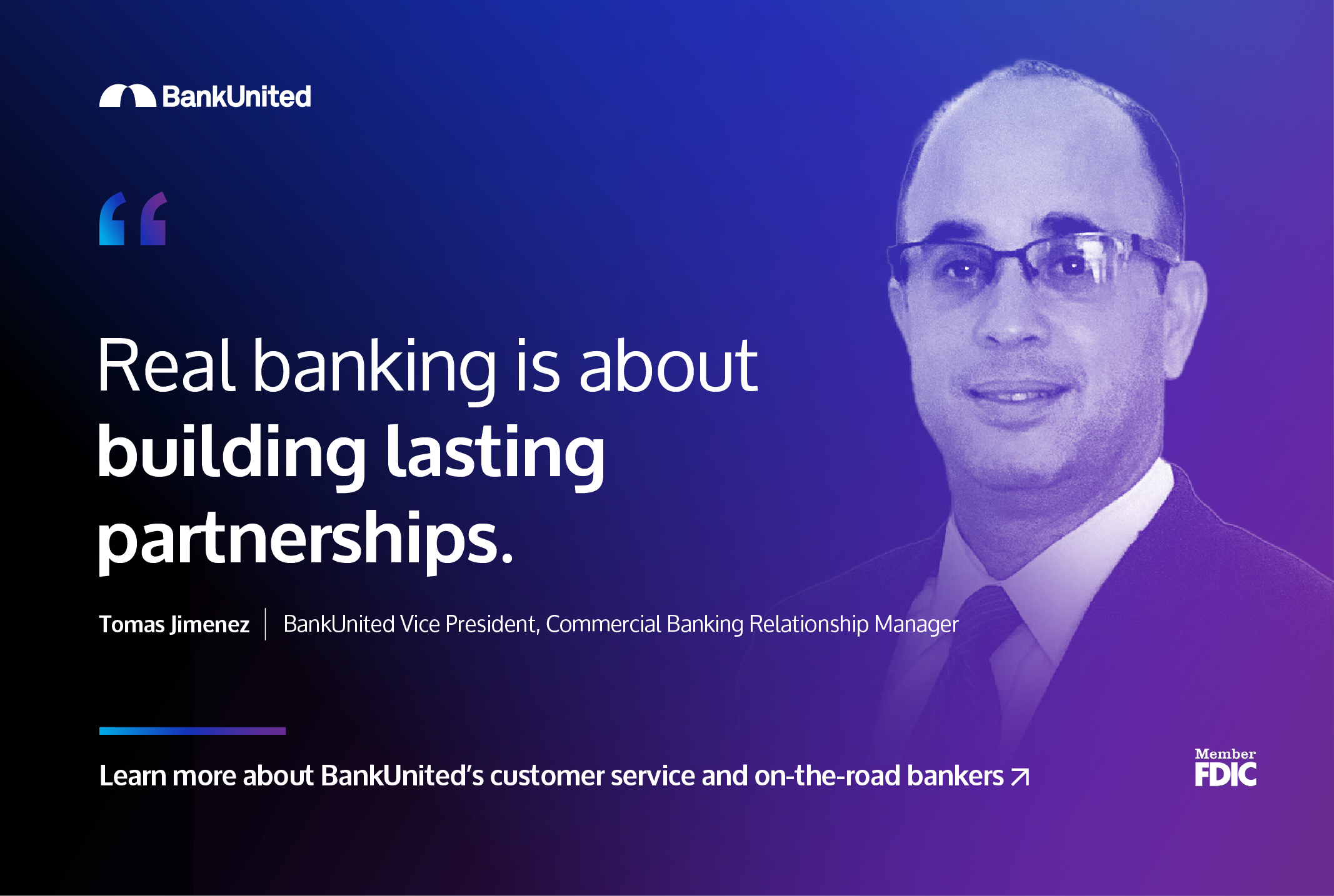 Image of Banker Tomas with Quote