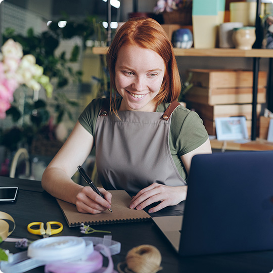 business woman working on computer