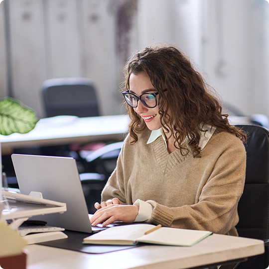 woman on her computer
