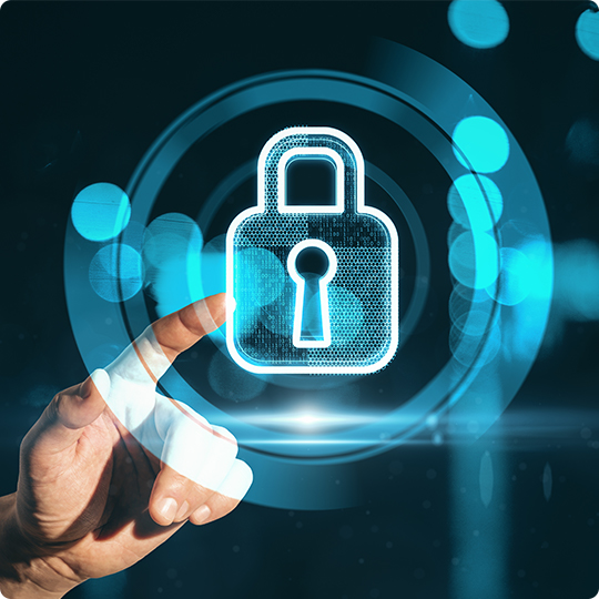 Hand pointing to Lock