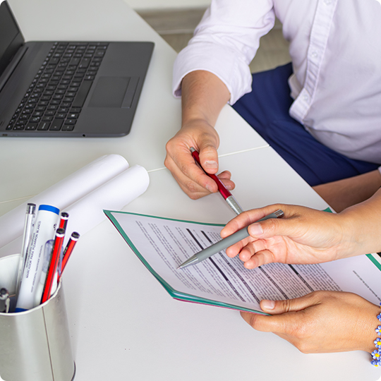 people reviewing documents
