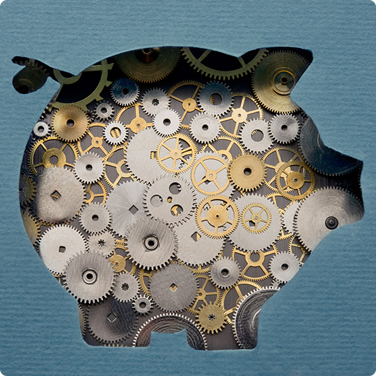 piggy bank with cogs