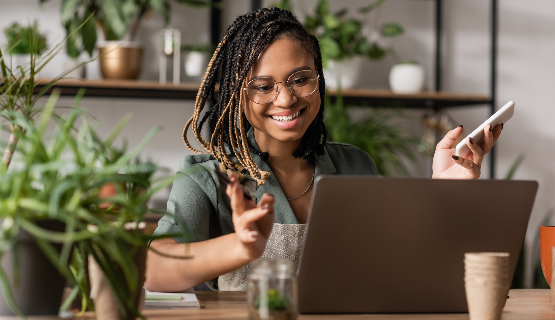 business owner on computer