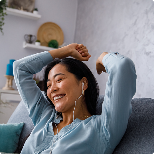 lady smiling with headphones