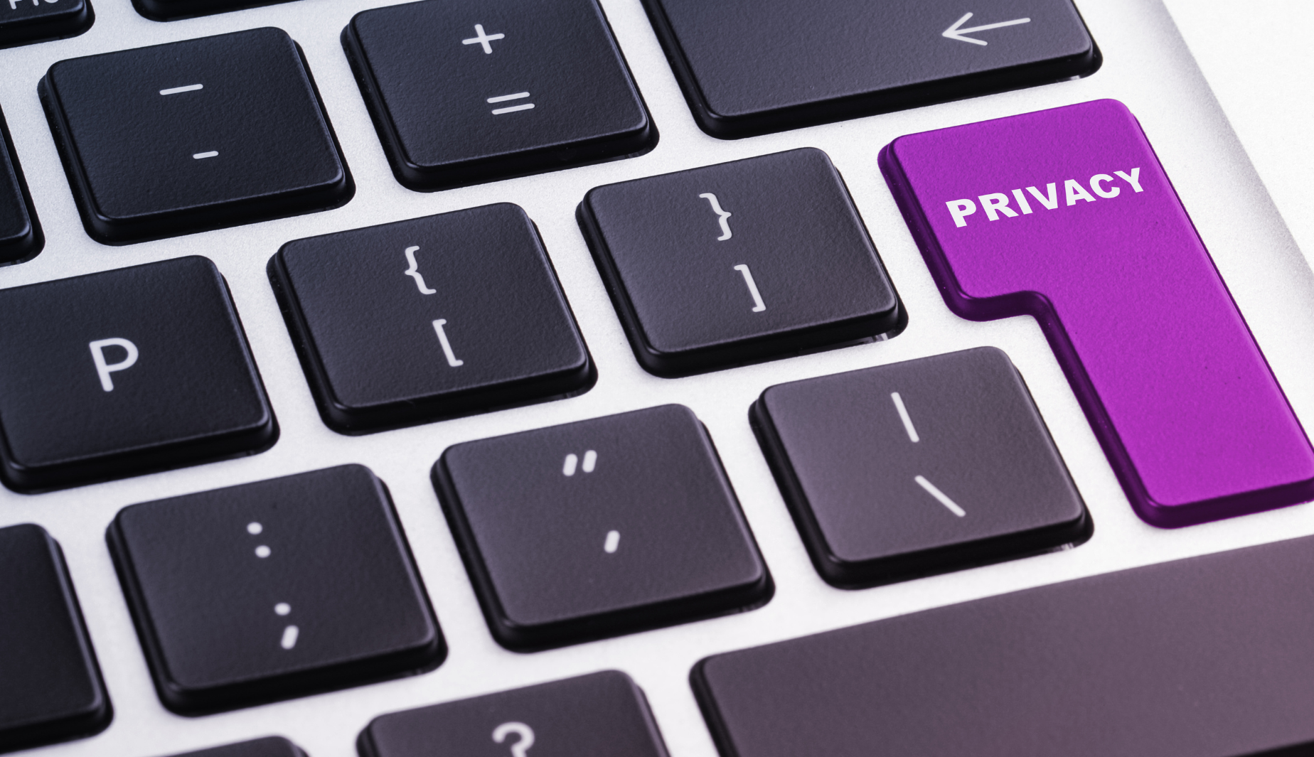 keyboard with a purple privacy button