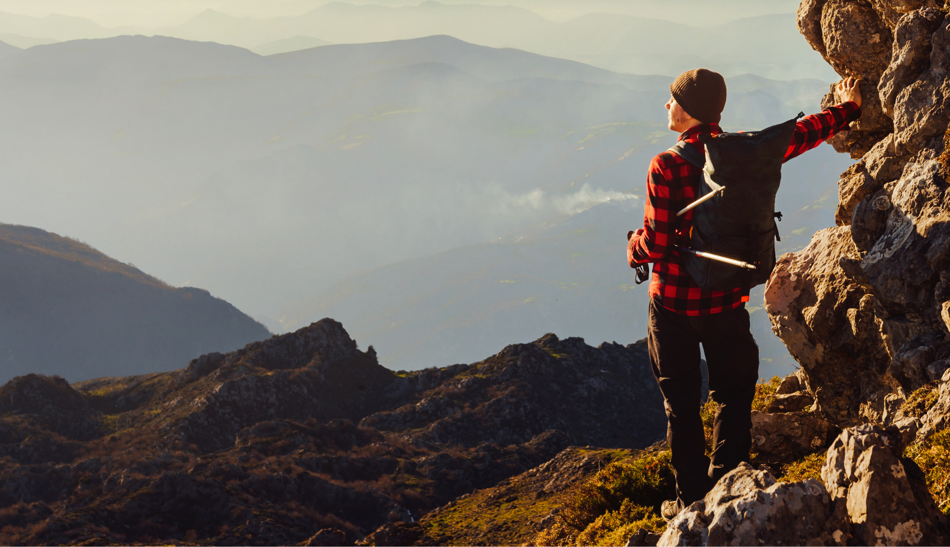 Person hiking a mountain